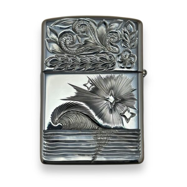 総手彫りスターリングシルバーZippo（アーマータイプ・K18モチーフ） - 画像 (2)