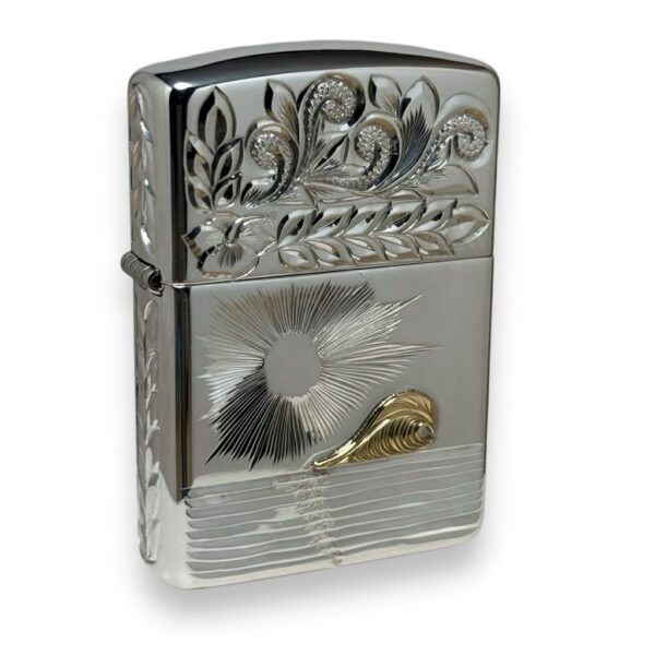 総手彫りスターリングシルバーZippo（アーマータイプ・K18モチーフ） - 画像 (5)