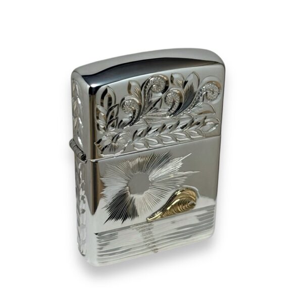 総手彫りスターリングシルバーZippo（アーマータイプ・K18モチーフ） - 画像 (6)