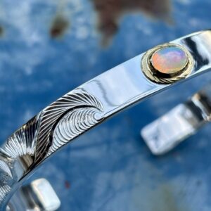 【特注品】5×7mmオパール/K18覆輪・ナル＆ライジングラー8mmバングル